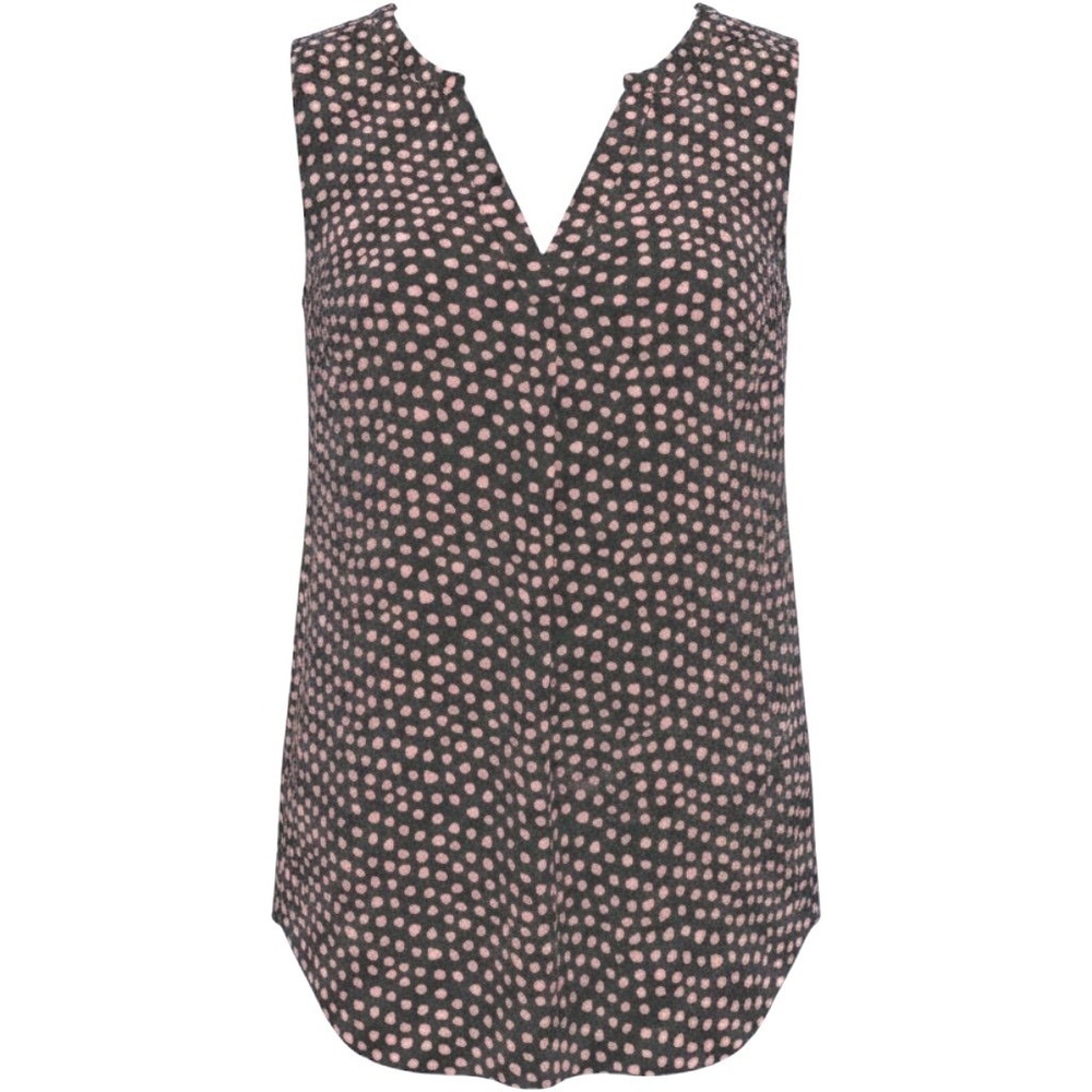HM Women Black Pink Polka Dot Sleeveless V-Neck Blouse Top Size 4